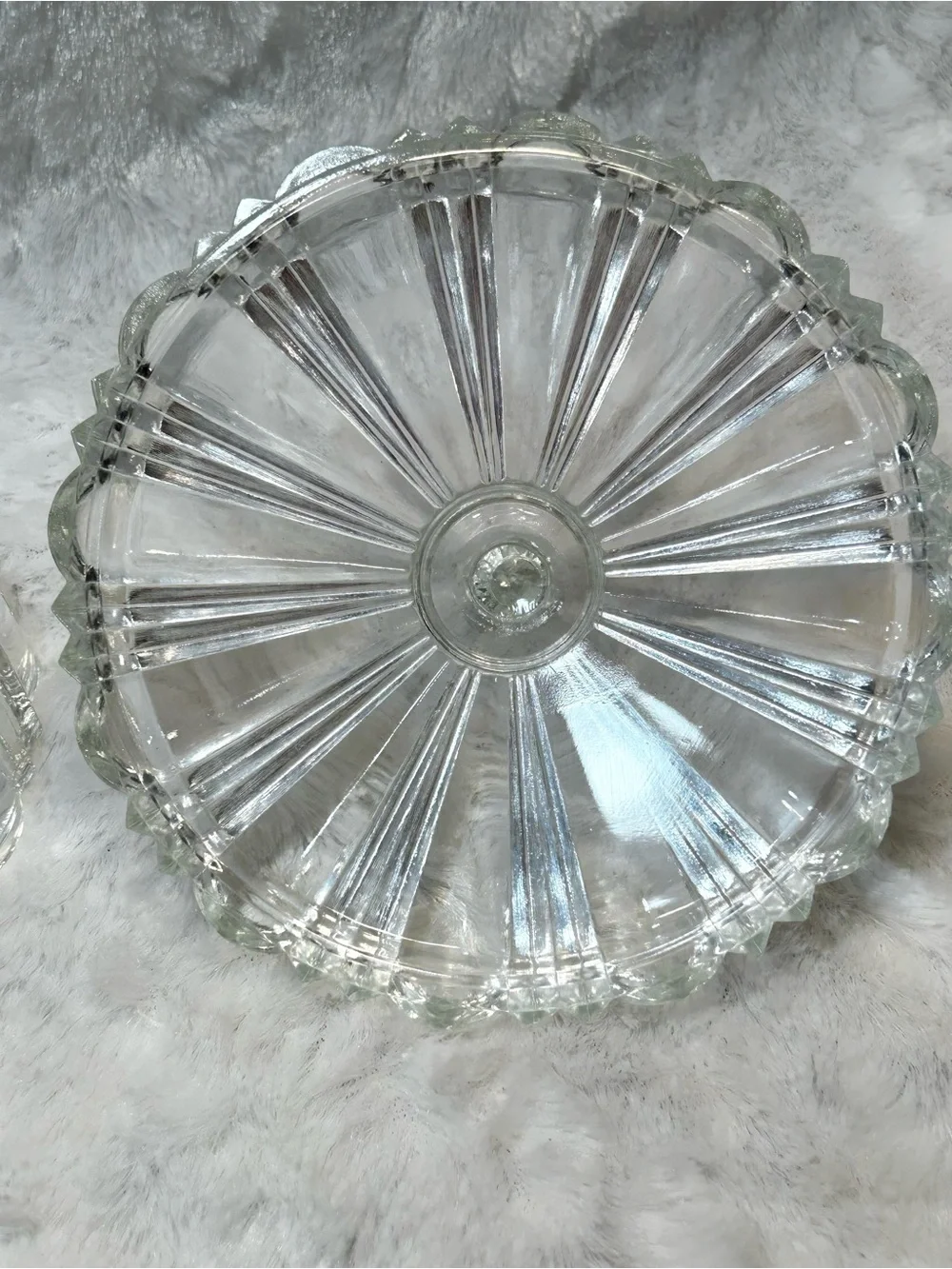 Anchor Hocking Old Cafe 1930s Glass Covered Ornate Jewelry Trinket Box Candydish